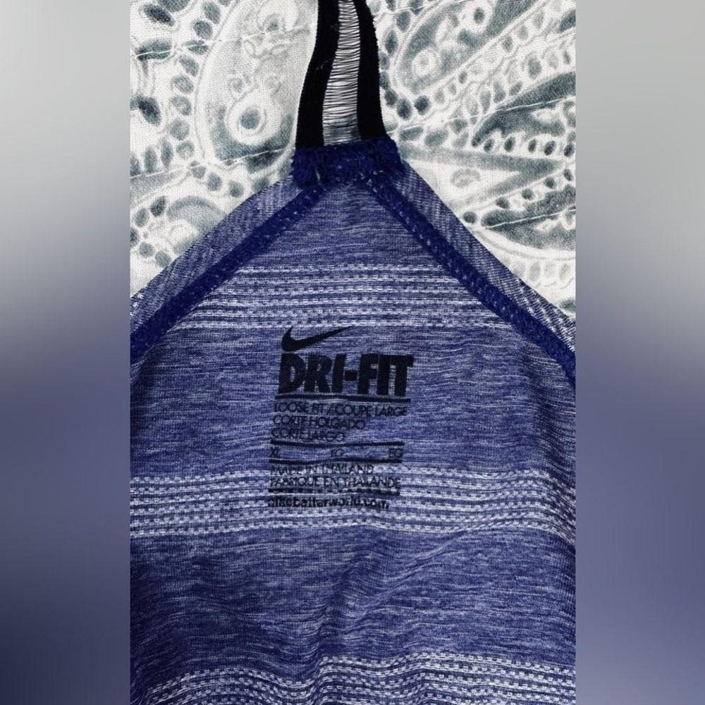 Nike Dri-FIT women's racerback tank in blue heather stripe. L - Picture 6 of 6
